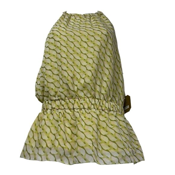 ryegrass green geometric halter top blouse Size XS - Picture 2 of 9
